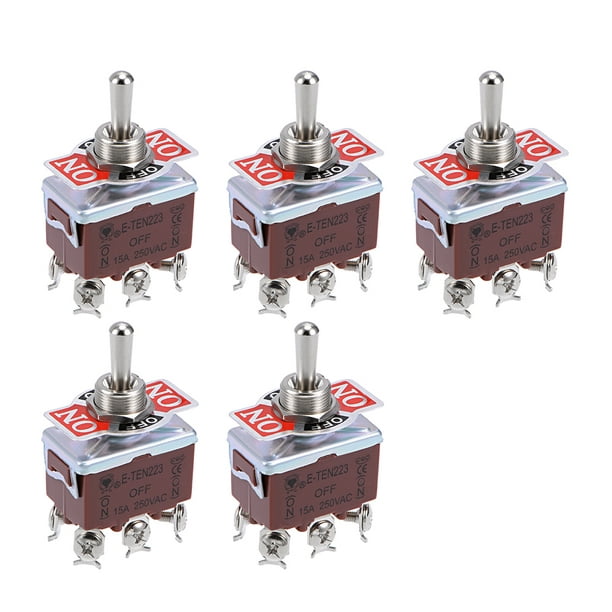 uxcell DPDT Momentary Rocker Toggle Switch Heavy-Duty 15A 250V 4P ON/Off Metal Bat 2pcs 